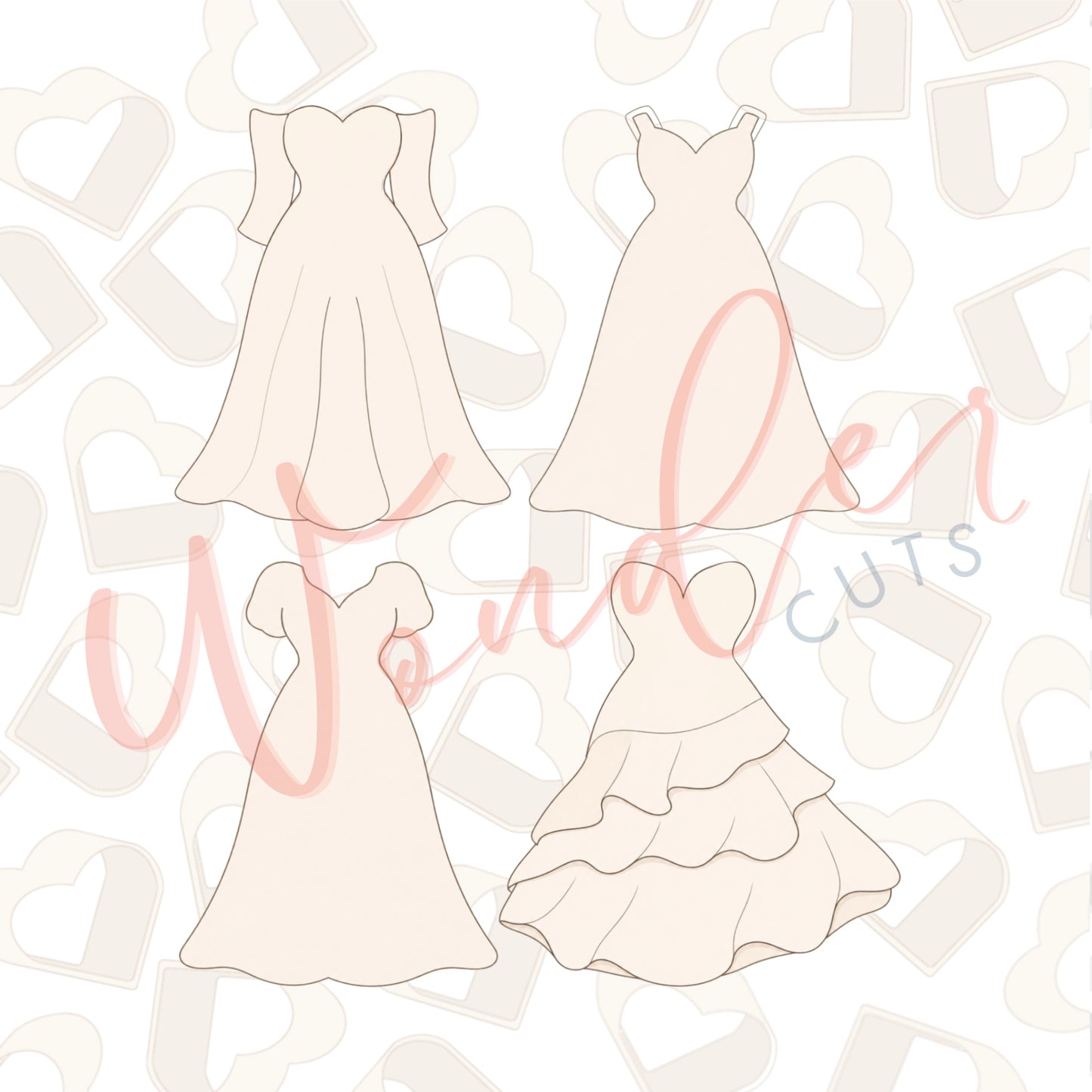 Wedding Dress Bundle Cookie Cutters Set of 4