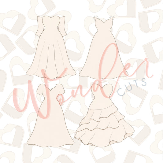 Wedding Dress Bundle Cookie Cutters Set of 4