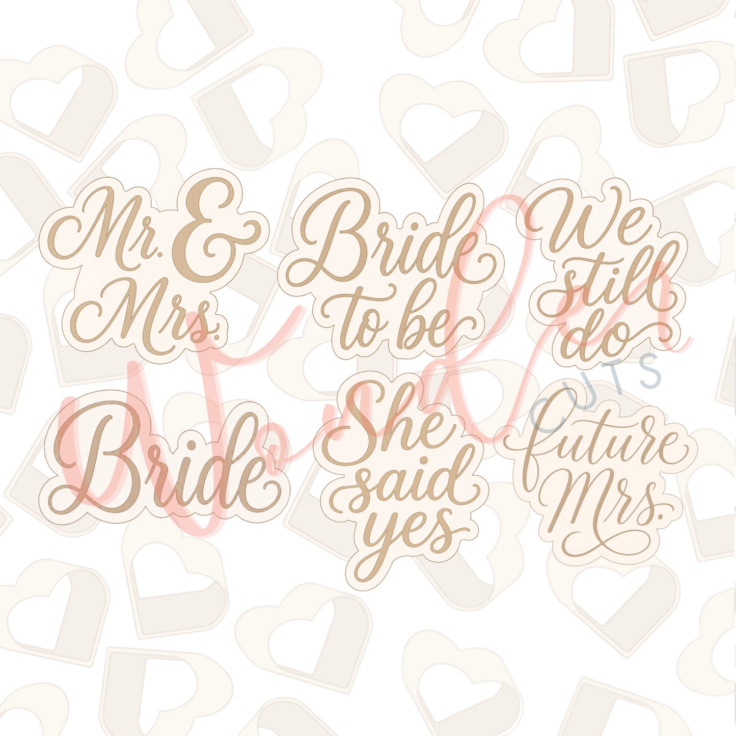 Wedding Plaques Bundle Cookie Cutters Set of 6