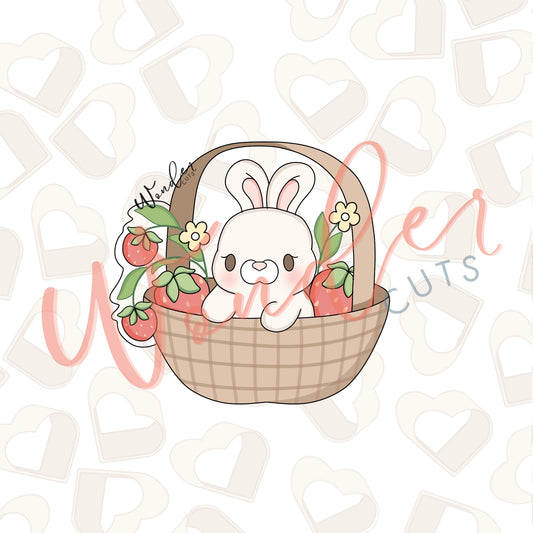 Bunny Basket with Berries Cookie Cutter- STL File