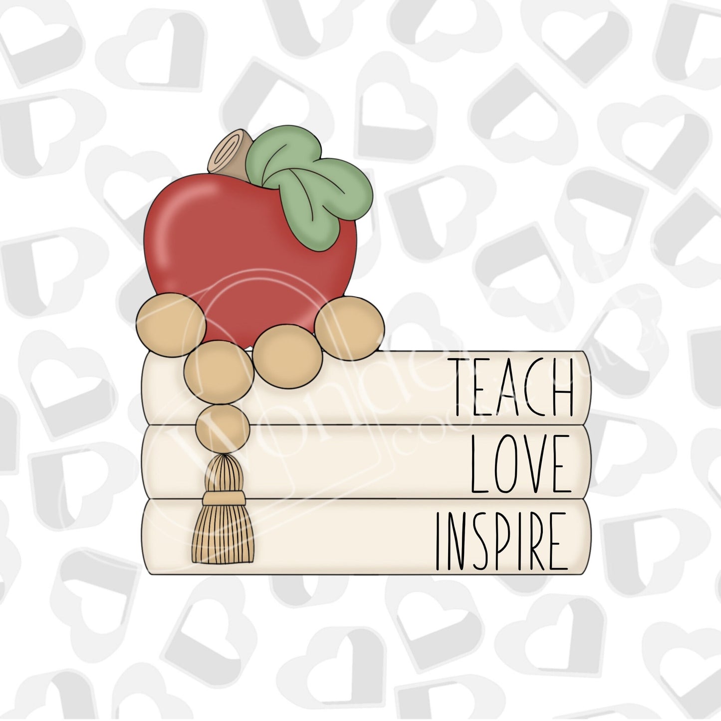 Teacher Stacked Books w/ Beads Cookie Cutter