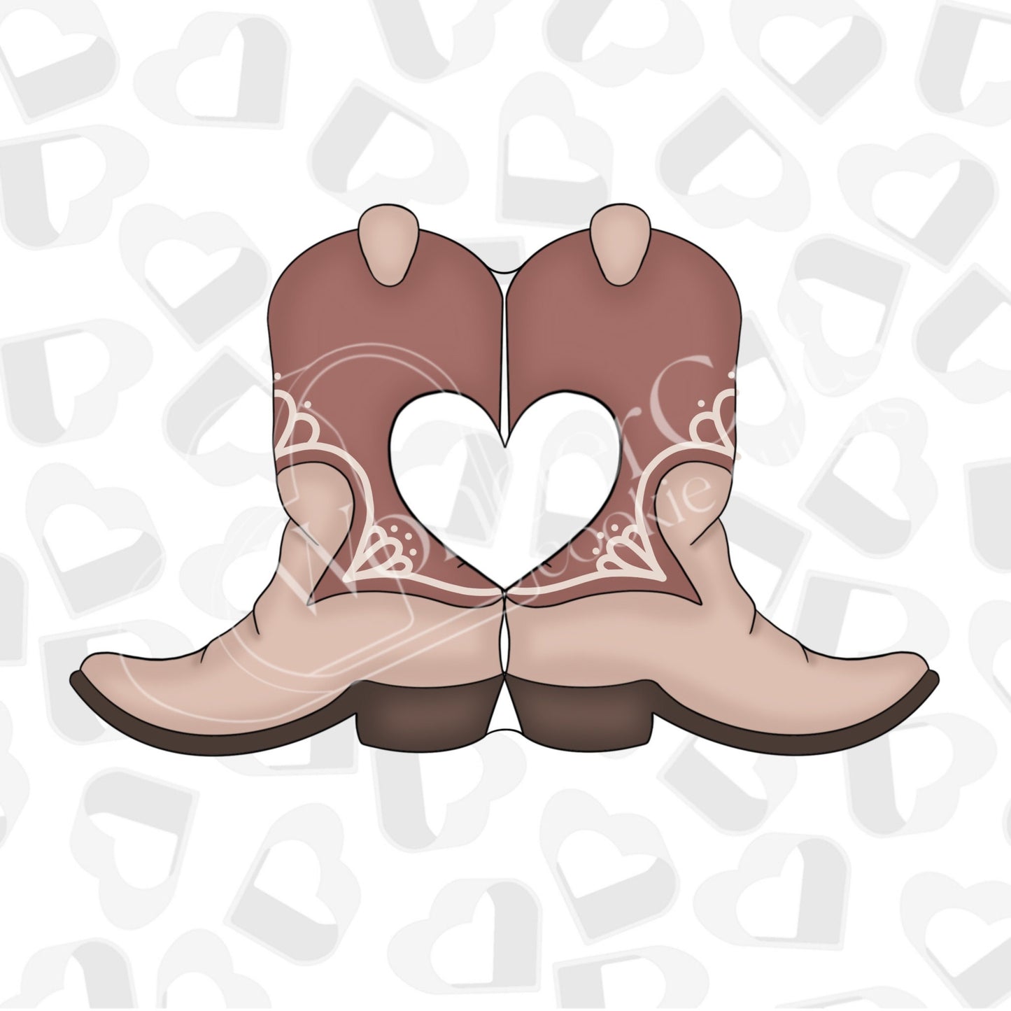 Cowboy Boots with Heart Cutout Cookie Cutter