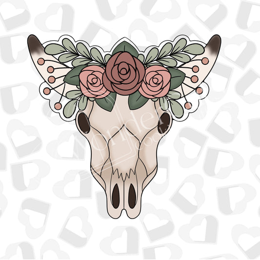 Floral Cow Skull Cookie Cutter