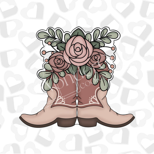 Floral Boots Cookie Cutter