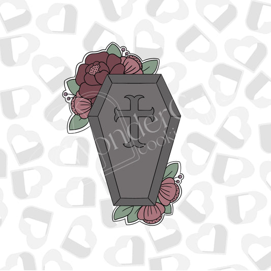 Tall Floral Coffin Cookie Cutter