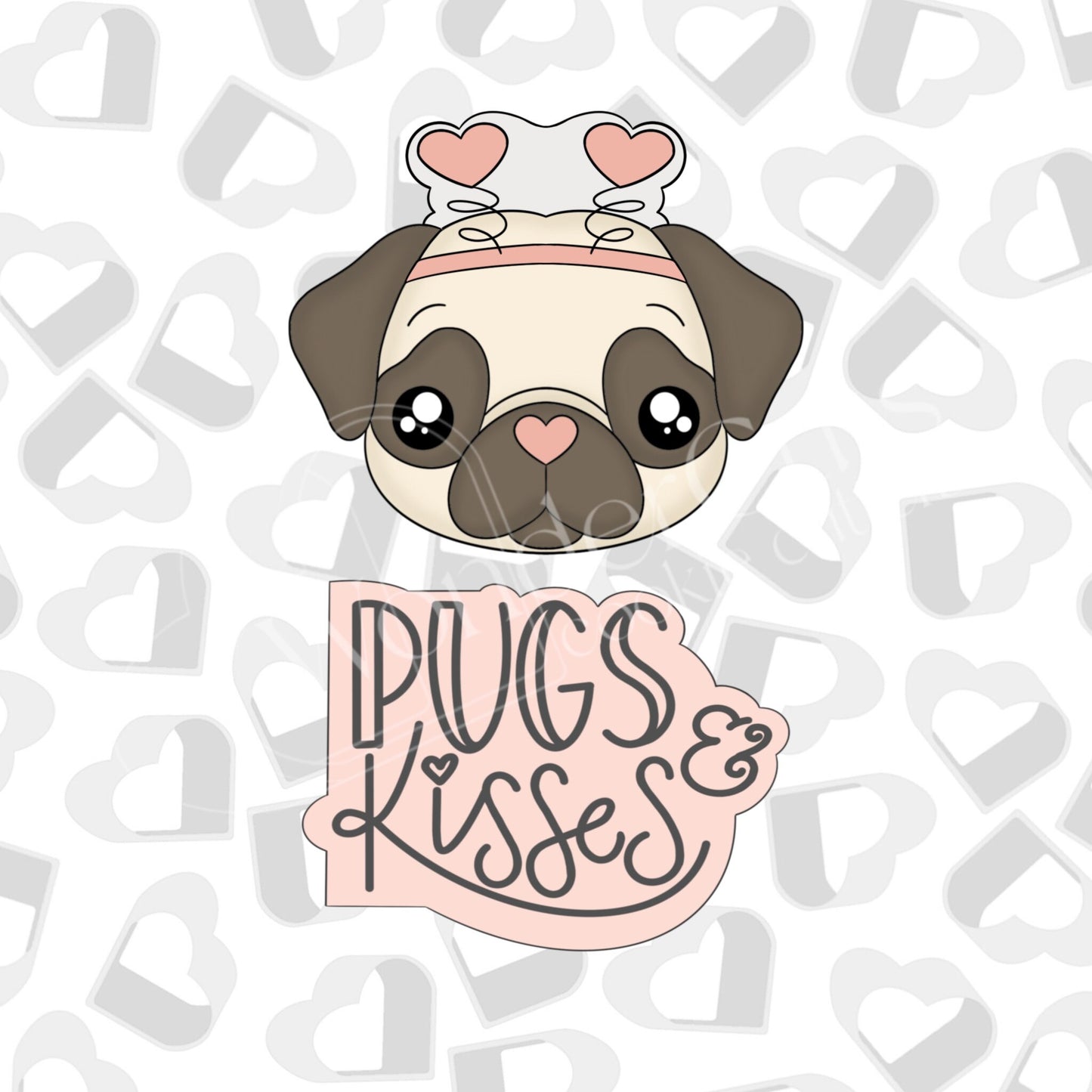 Valentine Pugs & Kisses- Set of Cookie Cutter