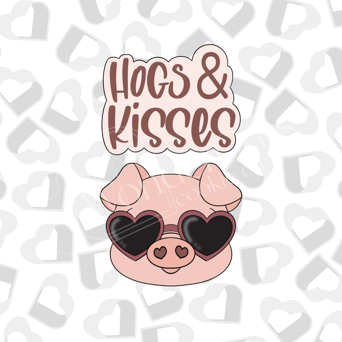 Valentine Hogs & Kisses-Set of 2 Cookie Cutter