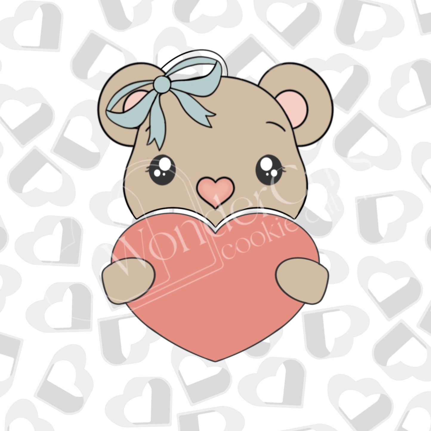 Girl Bear Holding Heart- Set of 2 Cookie Cutter