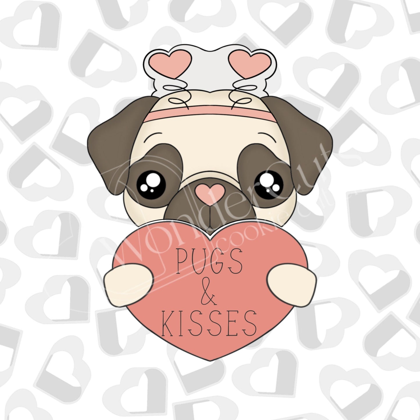Valentine Pug- Set of 2 Cookie Cutter