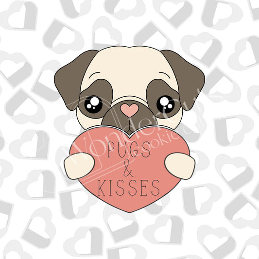 Pug Holding Heart- Set of 2 Cookie Cutter