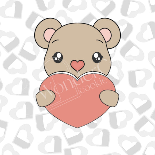 Valentine Boy Bear Holding Heart- Set of 2 Cookie Cutter