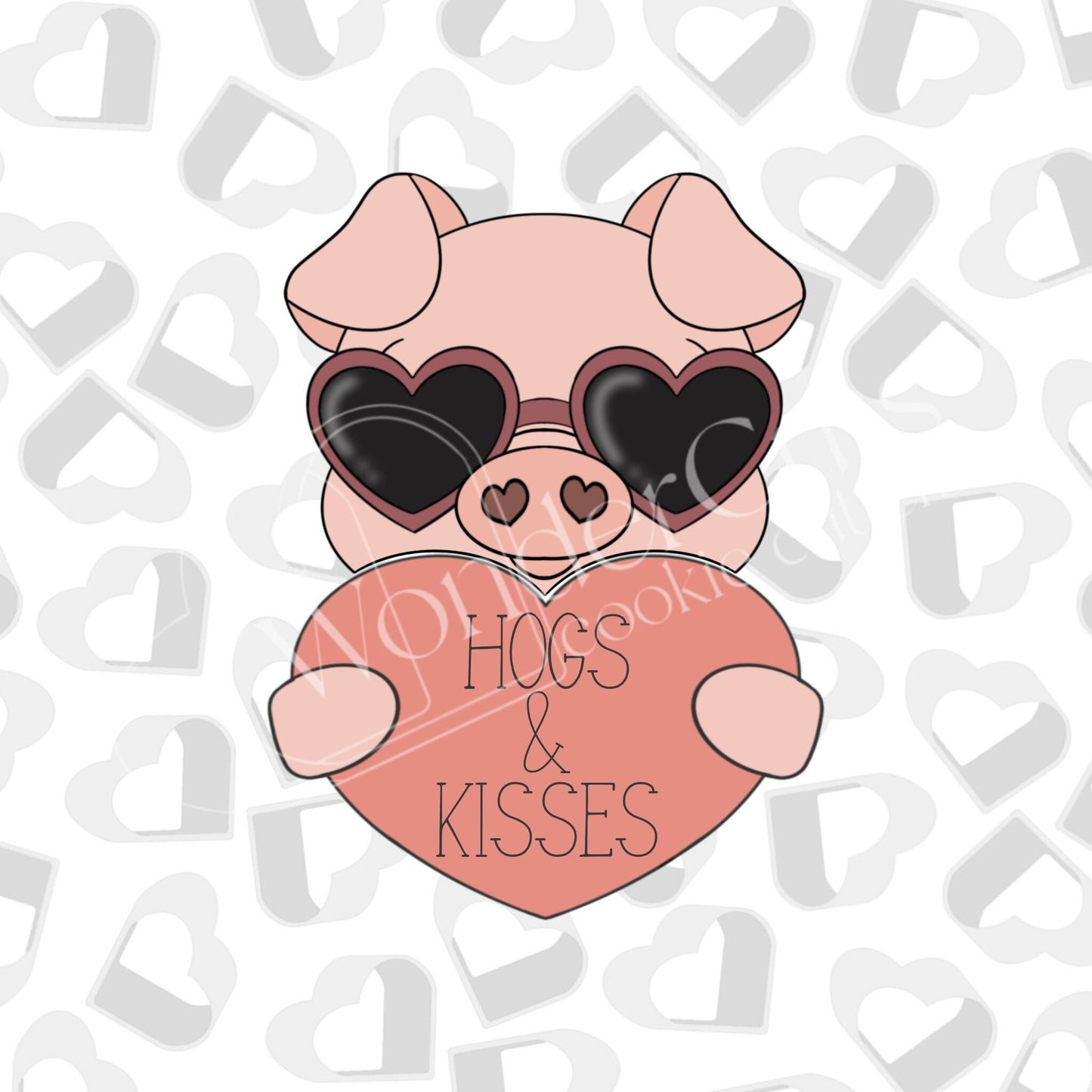 Valentine Piggie With Glasses- Set of 2 Cookie Cutter