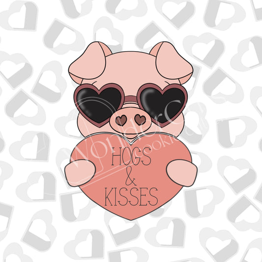 Valentine Piggie With Glasses- Set of 2 Cookie Cutter