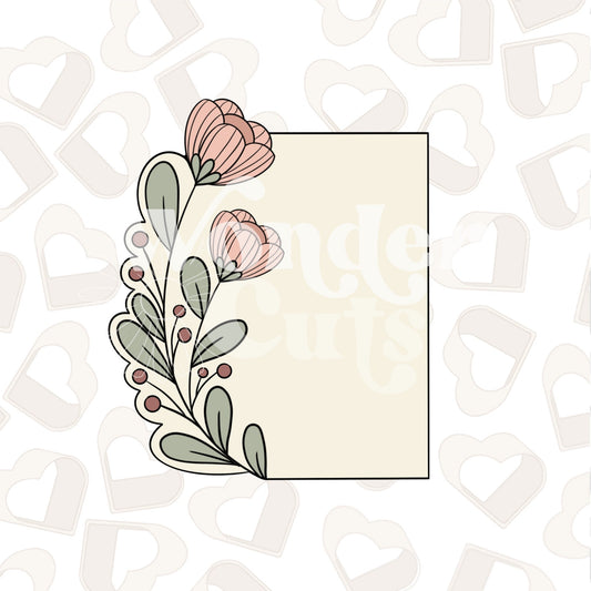 Floral Rectangle Plaque Cookie Cutter