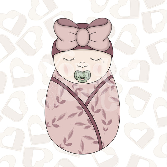Baby Swaddle with Bow Cookie Cutter