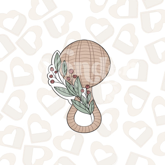 Floral Rattan Baby Rattle Cookie Cutter
