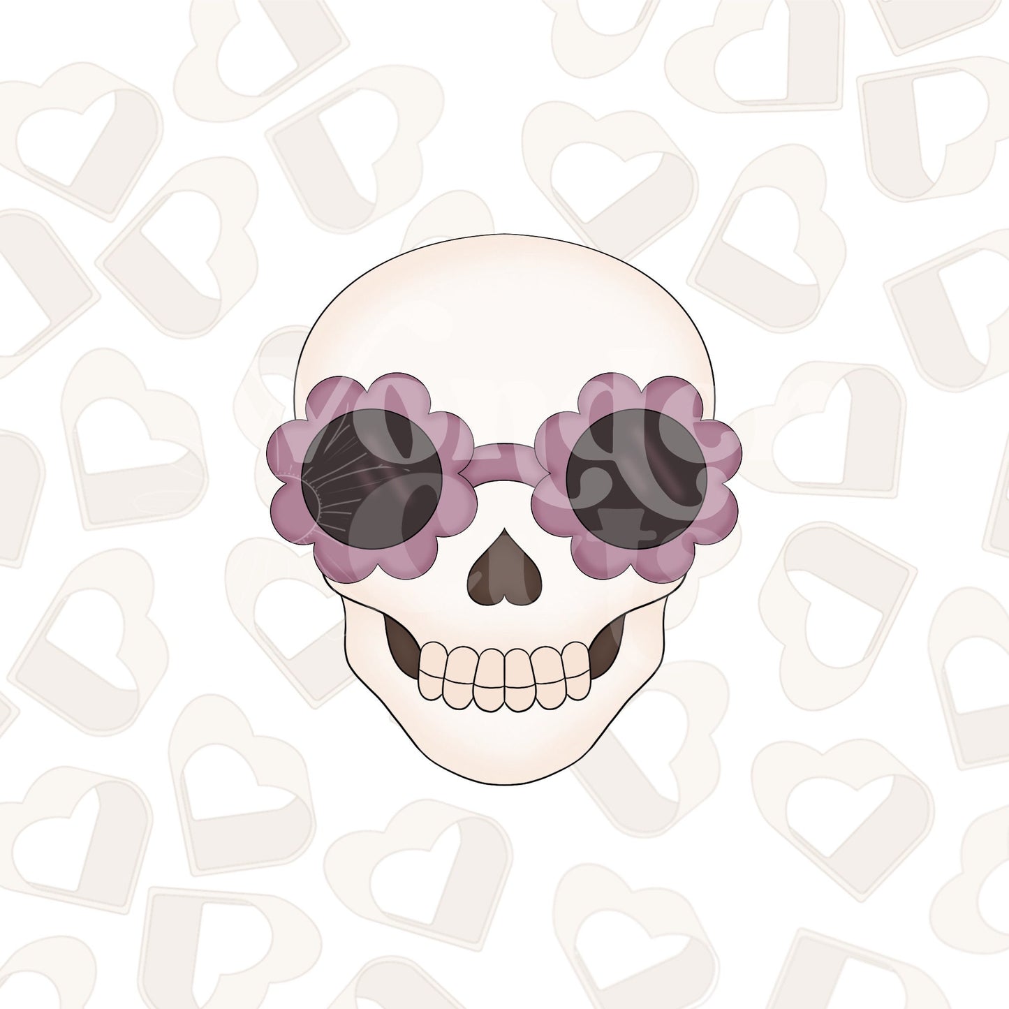 Skull Wearing Flower Sunglasses Cookie Cutter