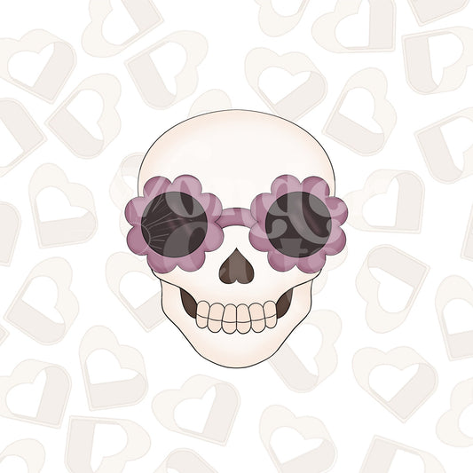 Skull Wearing Flower Sunglasses Cookie Cutter