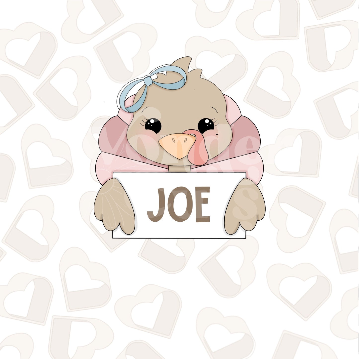Girly Turkey Name Plaque Cookie Cutter