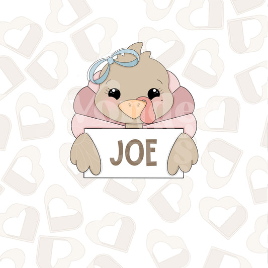 Girly Turkey Name Plaque Cookie Cutter