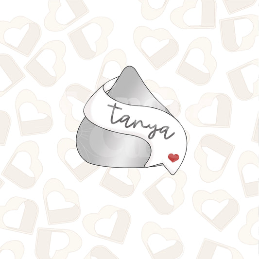 Kiss with Name Banner Cookie Cutter