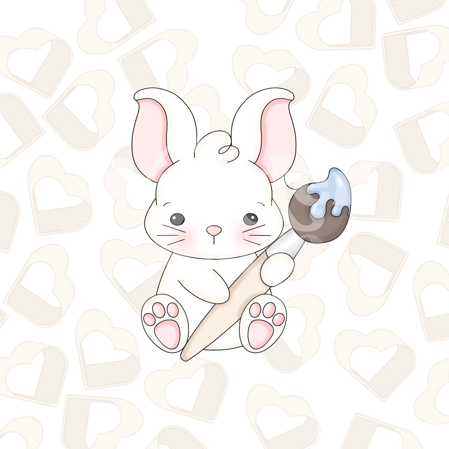Bunny Holding Paintbrush Cookie Cutter