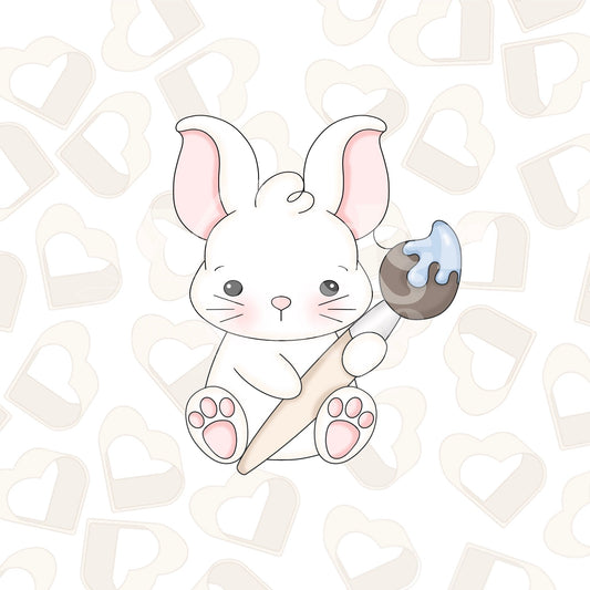 Bunny Holding Paintbrush Cookie Cutter