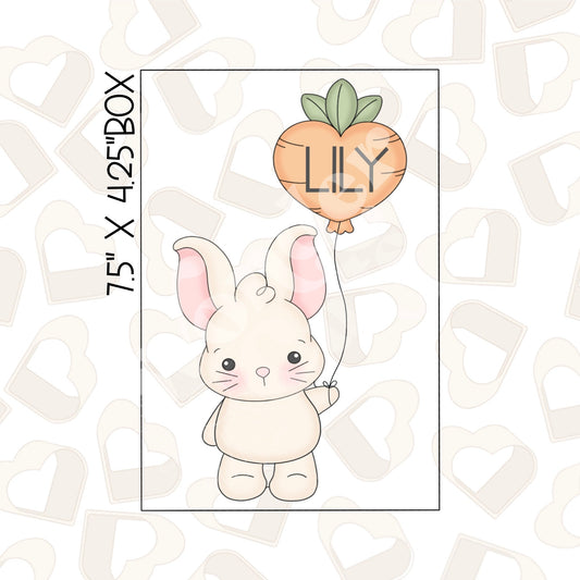 Bunny with Carrot Heart Balloon Cookie Cutter
