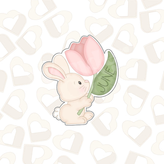 Bunny Holding Tulip Cookie Cutter
