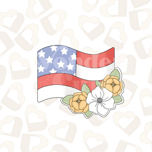 Floral Waving Flag Cookie Cutter