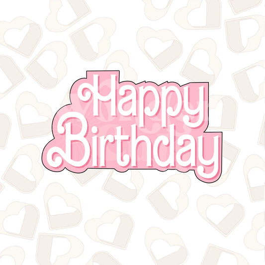 Happy Birthday Curly Font Cookie Cutter