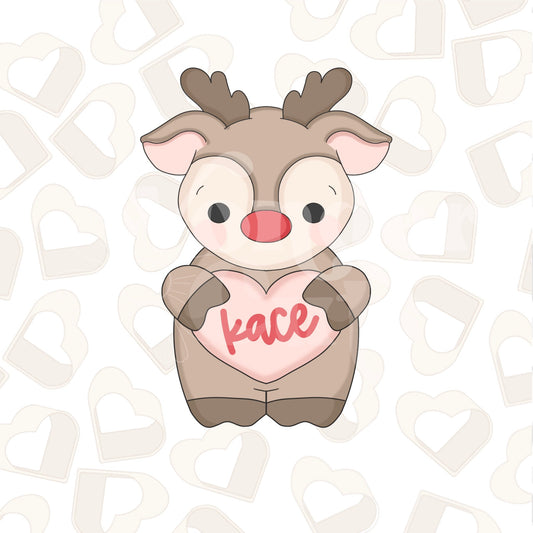 Reindeer Holding Heart Cookie Cutter