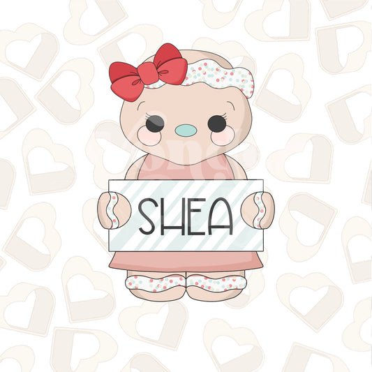 Girl Gingy Name Plaque 2 Cookie Cutter