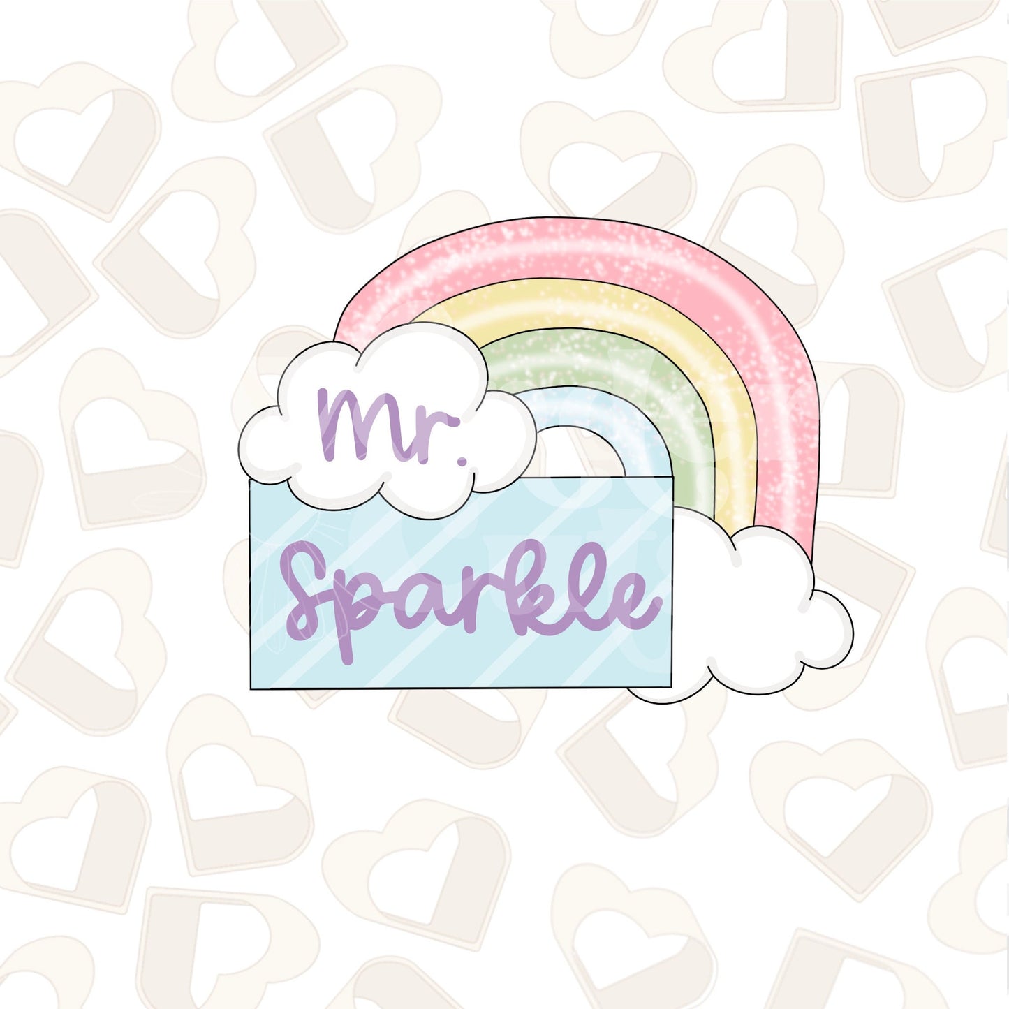 Rainbow & Cloud Name Plaque Cookie Cutter