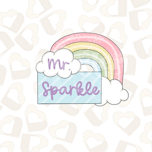 Rainbow & Cloud Name Plaque Cookie Cutter