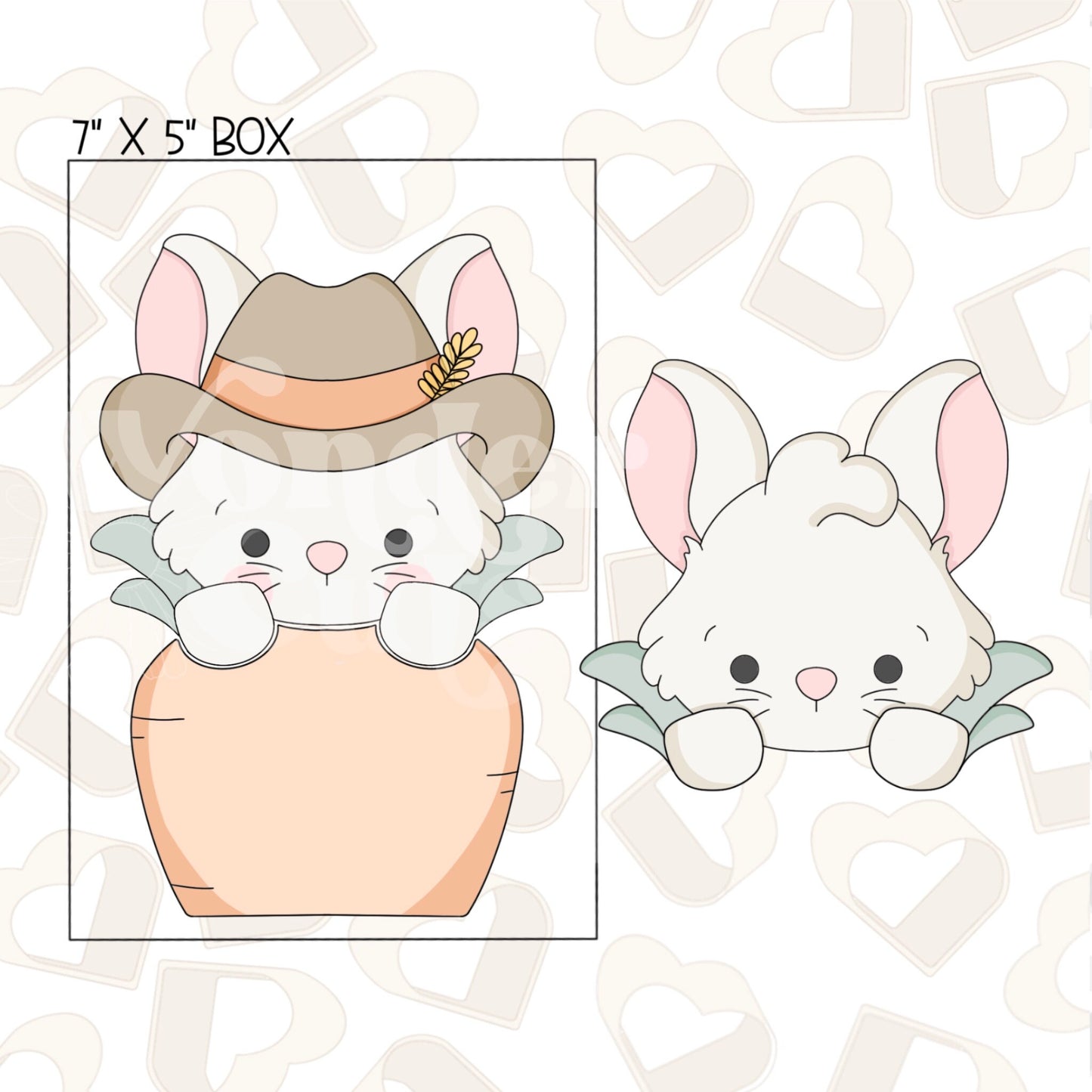 Farmer Bunny or Easter Bunny with Carrot Set of 2 Cookie Cutter