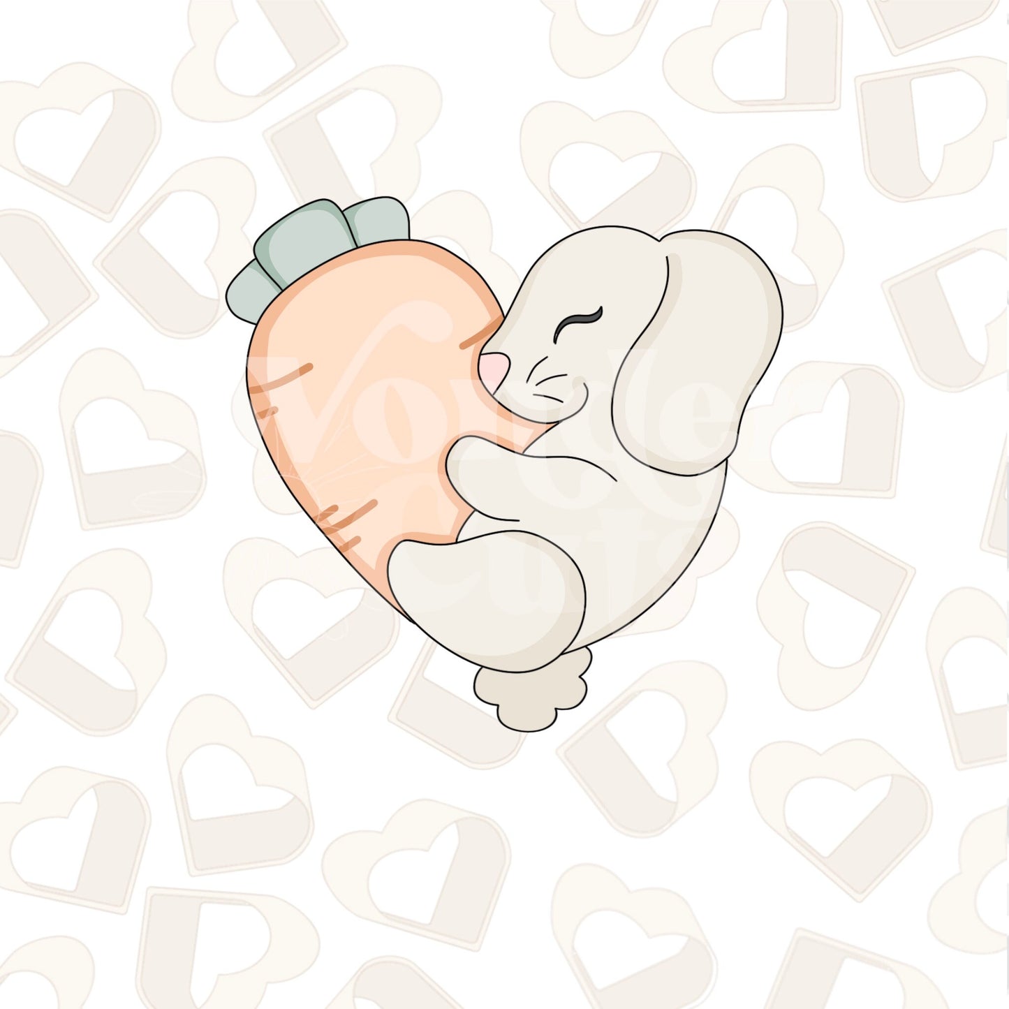 Bunny and Carrot Heart Cookie Cutter