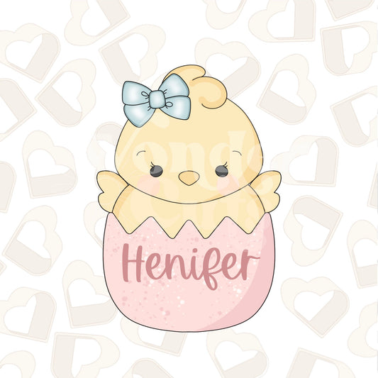 Girly Happy Chick In Egg Cookie Cutter