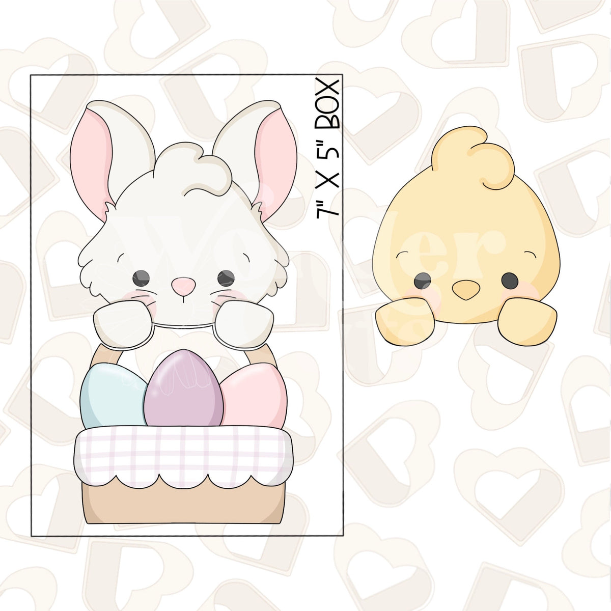 Bunny Or Chick With Easter Basket Set of 2 Cookie Cutter