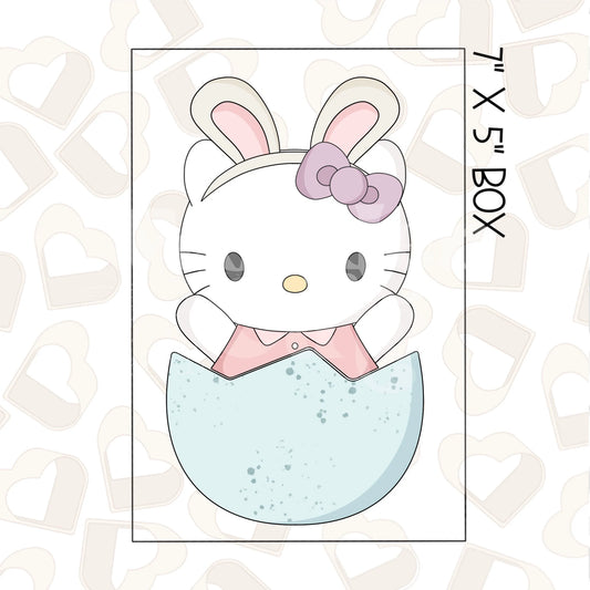 Easter Kawaii Kitty in Egg Set of 2 Cookie Cutter