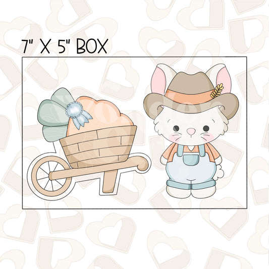 Farmer Bunny with Carrot in Wheelbarrow Set of 2 Cookie Cutter