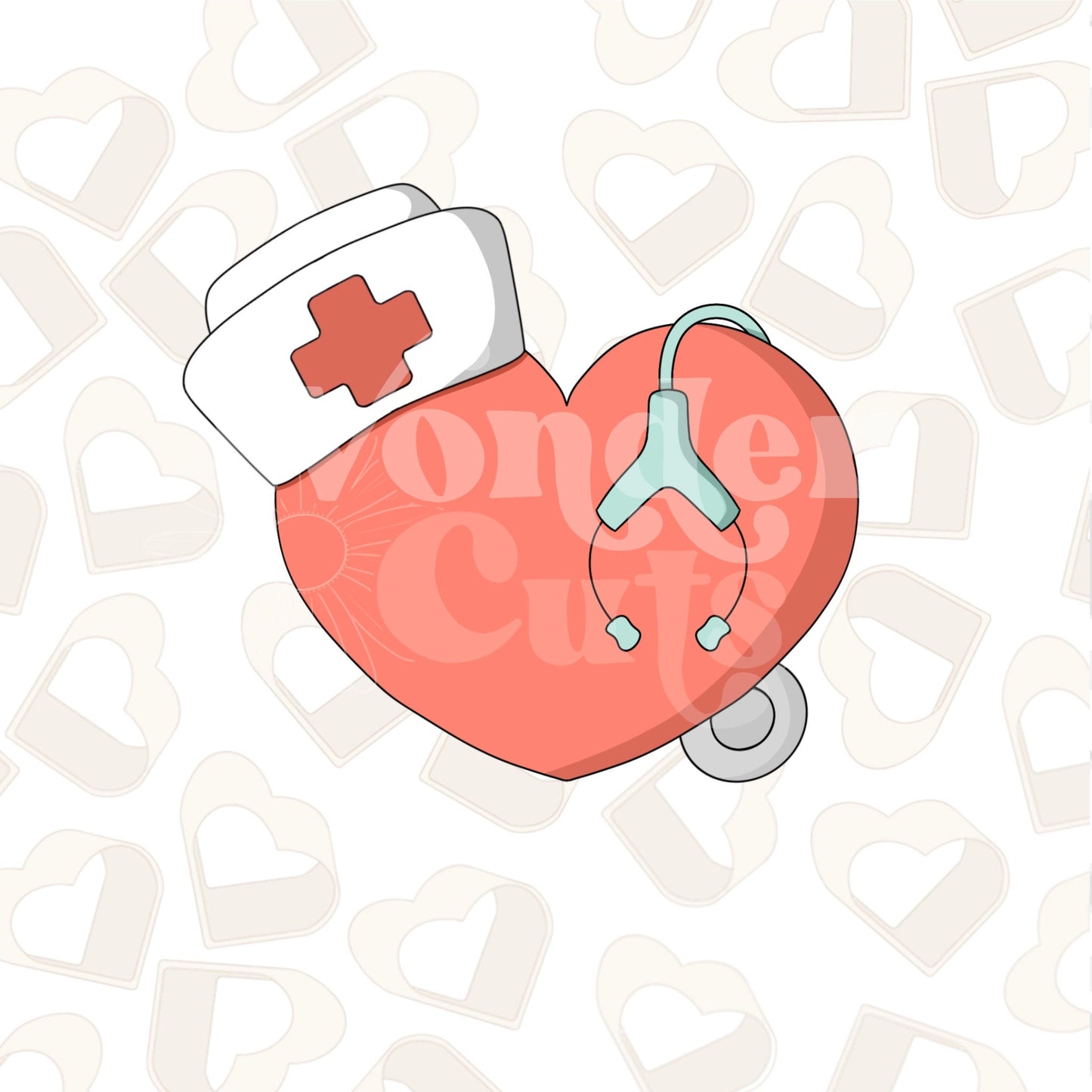 Nurse Heart with Stethoscope Cookie Cutter