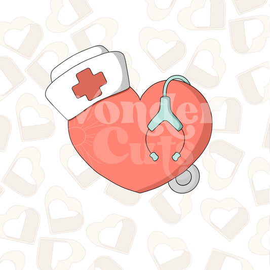Nurse Heart with Stethoscope Cookie Cutter