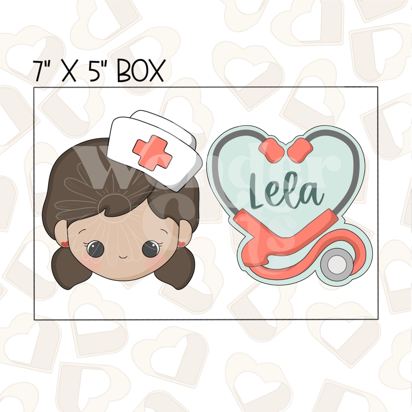 Stethoscope Heart with Nurse Set of 2 Cookie Cutter