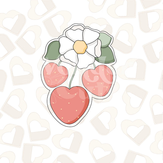 Floral Heart Strawberries Cookie Cutter