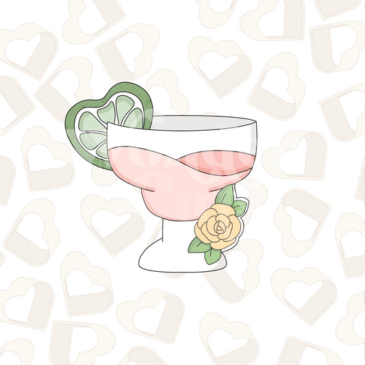 Floral Margarita Glass Cookie Cutter