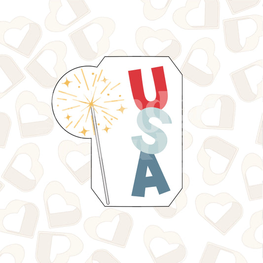 Sparkler USA Plaque  Cookie Cutter