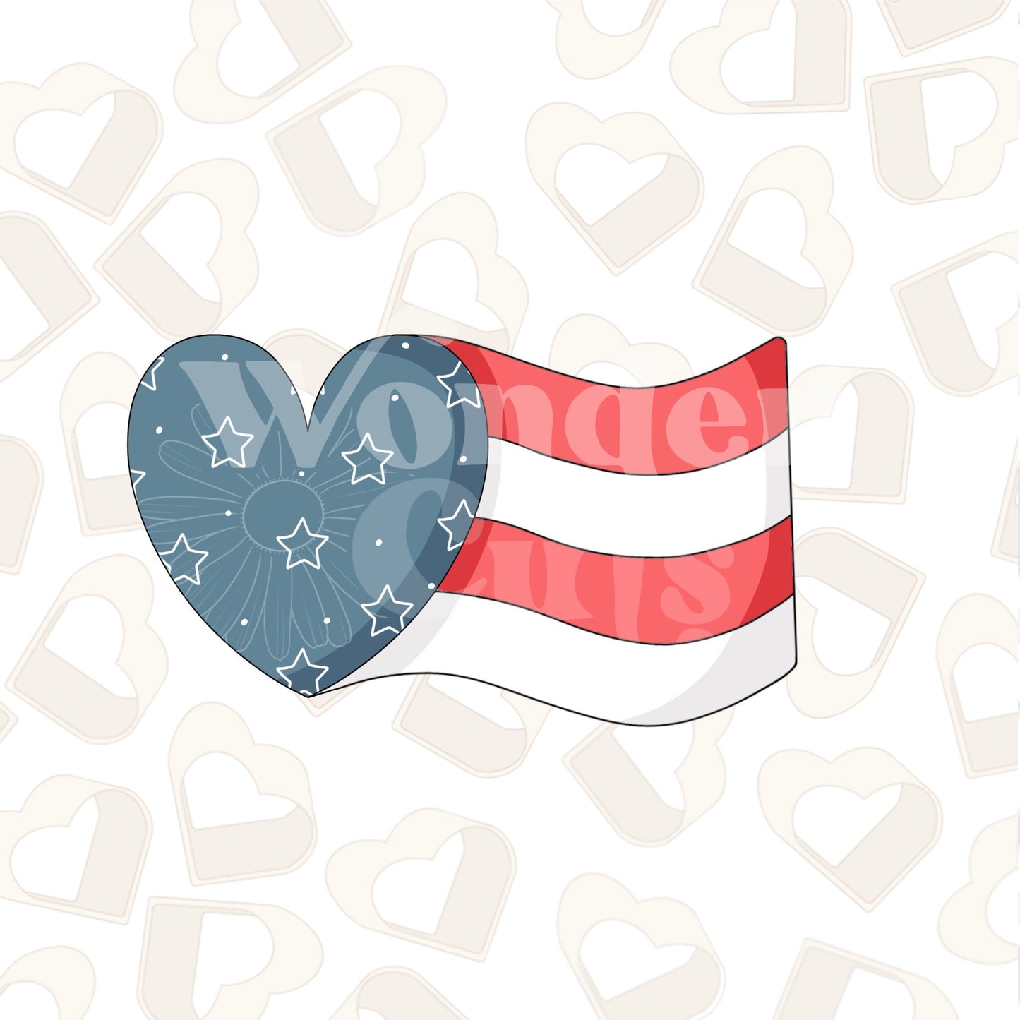 Heart with Waving Stripes Cookie Cutter