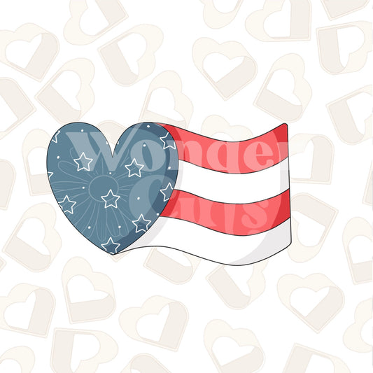 Heart with Waving Stripes Cookie Cutter