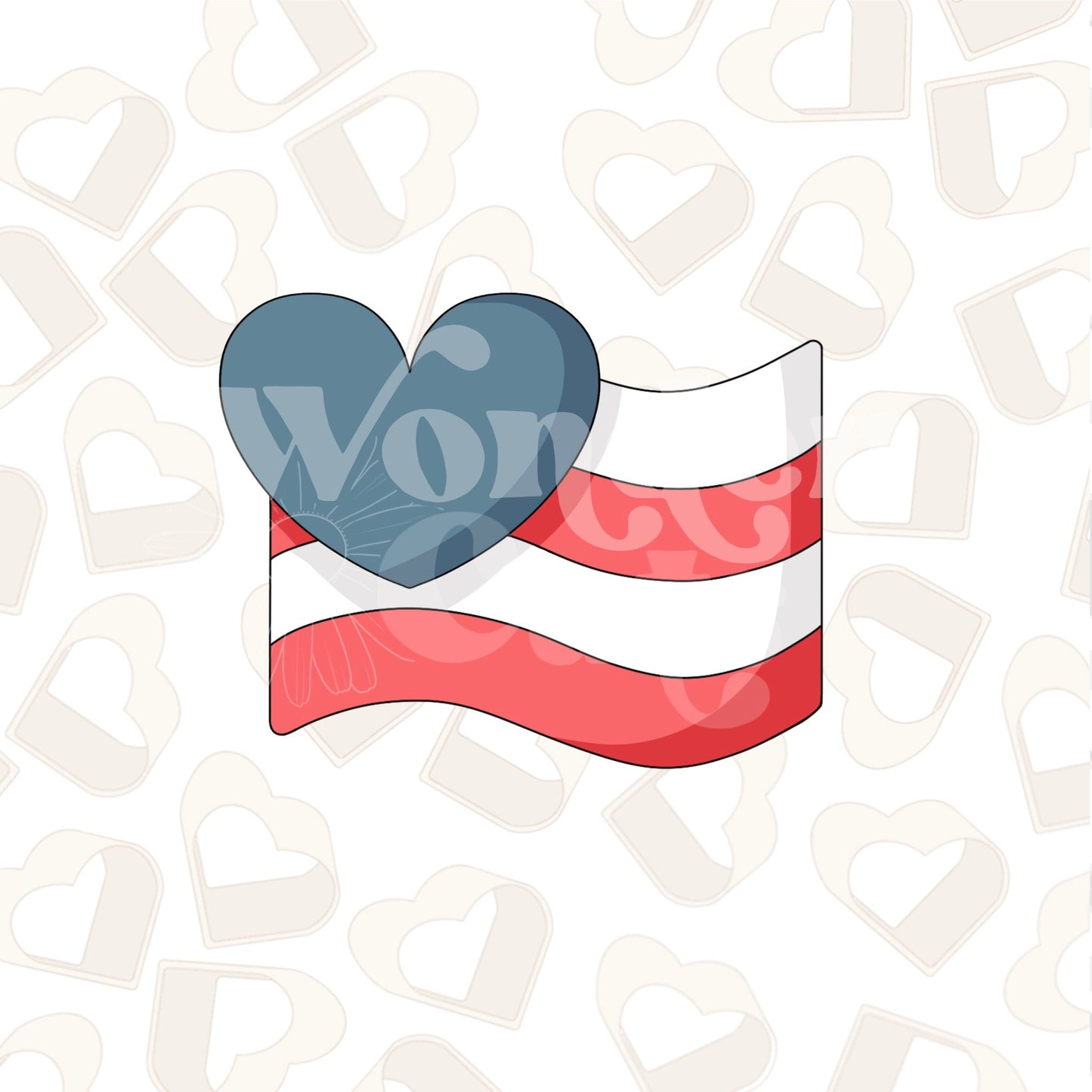 Heart Waving Flag Cookie Cutter